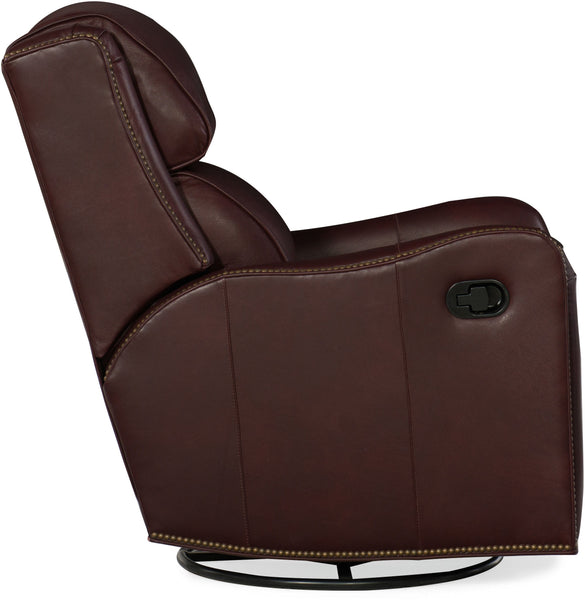 Alistair Leather SWIVEL / GLIDER Bustle Pillow Back Recliner Chair