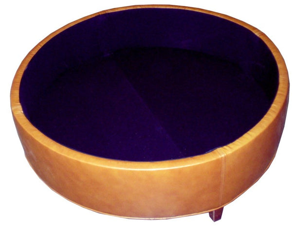 Andover 40 Inch STORAGE Round Leather Ottoman