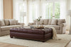 Image of Anne 56 Inch Long Chesterfield Tufted Leather Coffee Table Bench