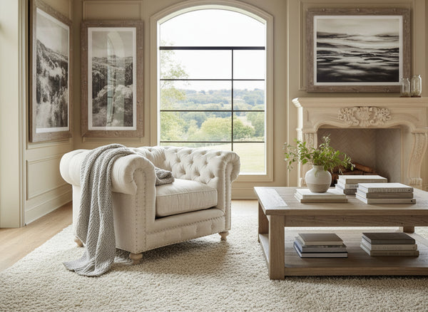 Armstrong Tufted Chesterfield "Ready To Ship" Fabric Living Room Chair