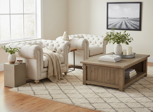 Armstrong Linen "Quick Ship" Tufted Fabric Club Chair