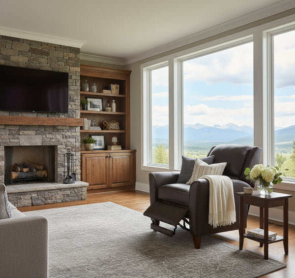 Atticus Wing Arm Leather Pillow Back Recliner Chair