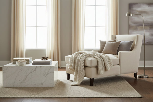 Matilda Cream "Quick Ship" Wing Back Fabric Chaise Lounge