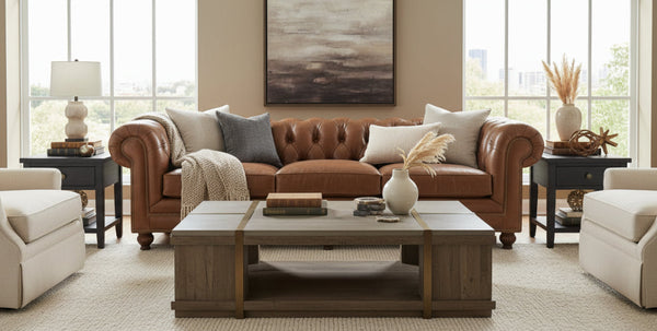 Alfred 112 Inch Vintage Tufted Back Sofa