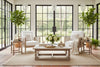 Image of Holloway Natural "Quick Ship" Fabric Accent Chair With Decorative Cane / Wood Base