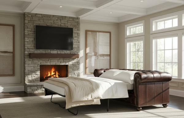 Barrington 88 Inch Leather Tufted Sleeper Sofa