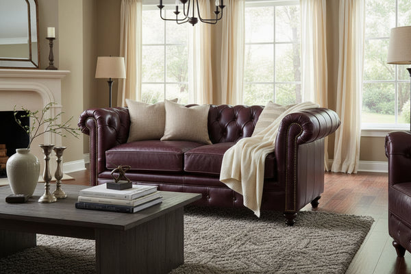 Benedict Chesterfield Leather Loveseat