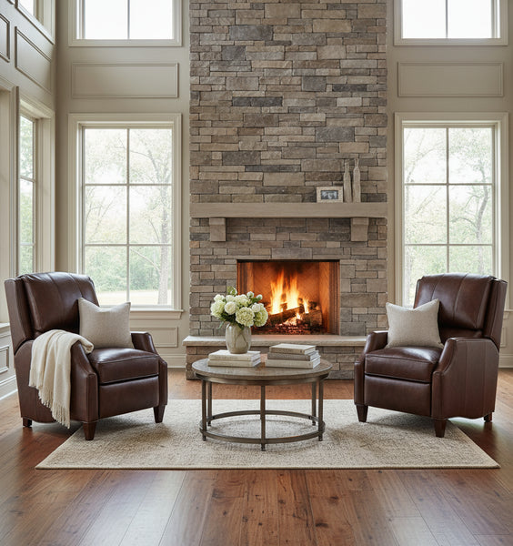 Bosworth Leather Bustle Pillow Back Recliner