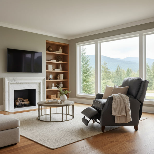 Bradford Sculpted English Arm Leather Bustle Back Reclining Chair