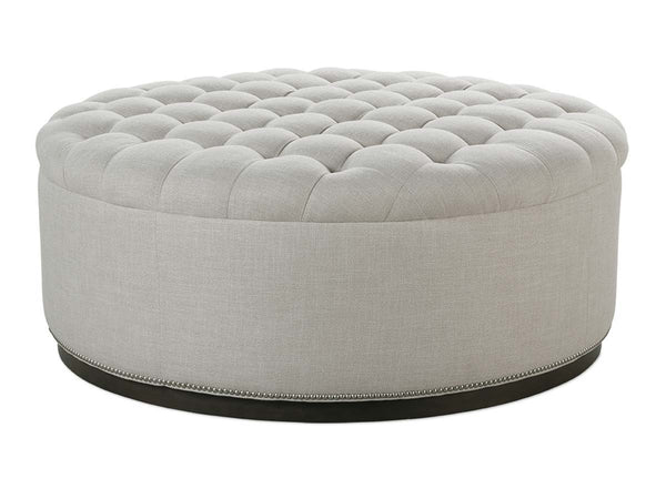 Bree 36", 44", Or 48" Inch Round Tufted Fabric Ottoman (3 Sizes Available)