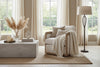Image of Lynch Natural "Quick Ship" Fabric Swivel Accent Chair With Decorative Wood Base