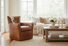 Image of Cabot Gamma "Quick Ship" Leather Swivel Accent Chair -OUT OF STOCK UNTIL 4/30/26