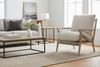 Image of Carmen Linen "Quick Ship" Exposed Wood Accent Chair