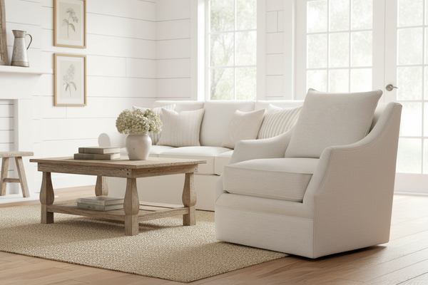 Darcy "Quick Ship" 360 Degree SWIVEL/GLIDER Fabric Accent Chair