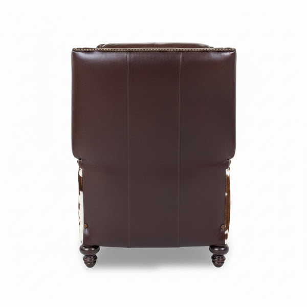 Douglas "BIG MAN" Leather Bustle Wing Back Recliner With Nailhead Trim
