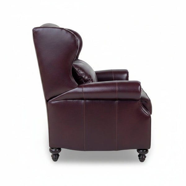 Douglas "BIG MAN" Leather Bustle Wing Back Recliner With Nailhead Trim