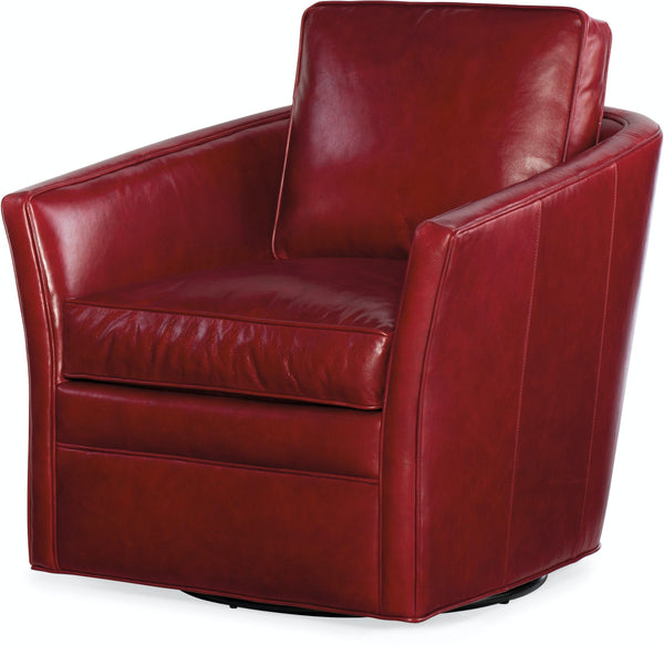 Easton Transitional Leather Swivel Club Chair