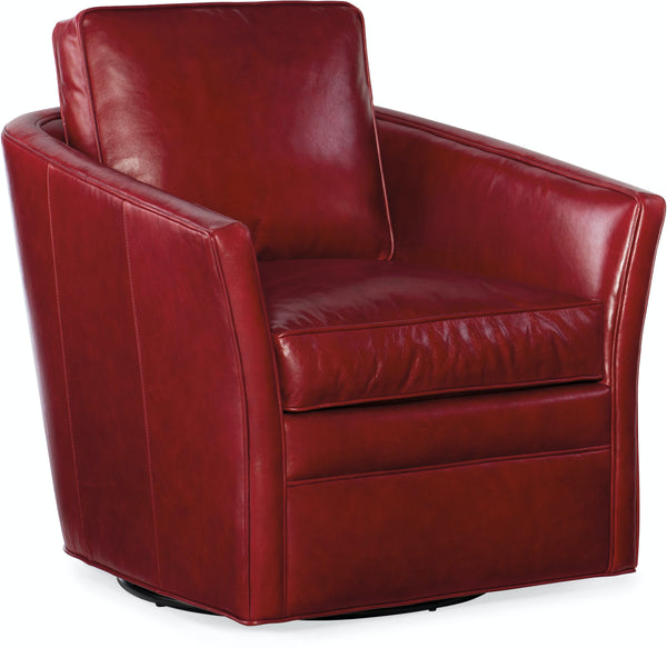 Easton Transitional Leather Swivel Club Chair
