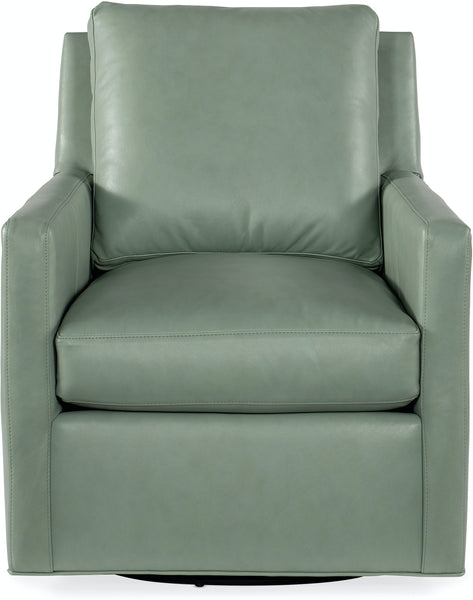 Edmunds Transitional Leather Swivel Club Chair