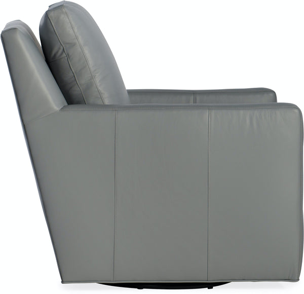 Edmunds Transitional Leather Swivel Club Chair