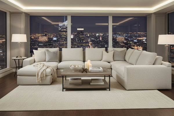 Elena Modern Sectional With Seat Level Ottoman