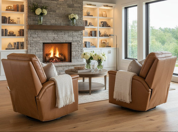 Erikson Leather SWIVEL/GLIDER Pillow Back Reclining Chair