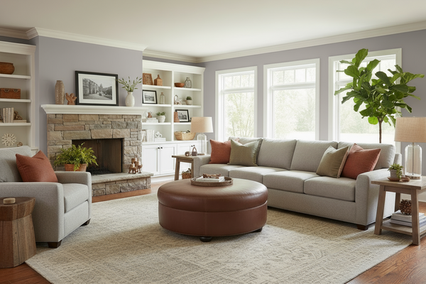 Evan 36", 40", 44", Or 48" Inch Round Leather Ottoman (4 Sizes Available)