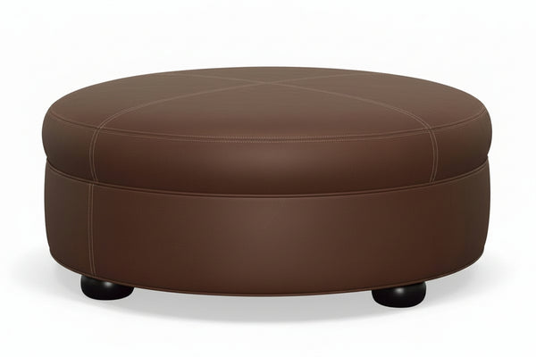 Evan 36", 40", 44", Or 48" Inch Round Leather Ottoman (4 Sizes Available)