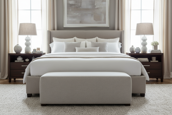 Evelyn 62 Inch Large Bench Fabric Upholstered Ottoman