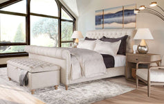 Finn Fabric "Quick Ship" Upholstered Queen Or King Tufted Bed With Nailhead Trim-Queen Out of Stock Until 04/01/2024
