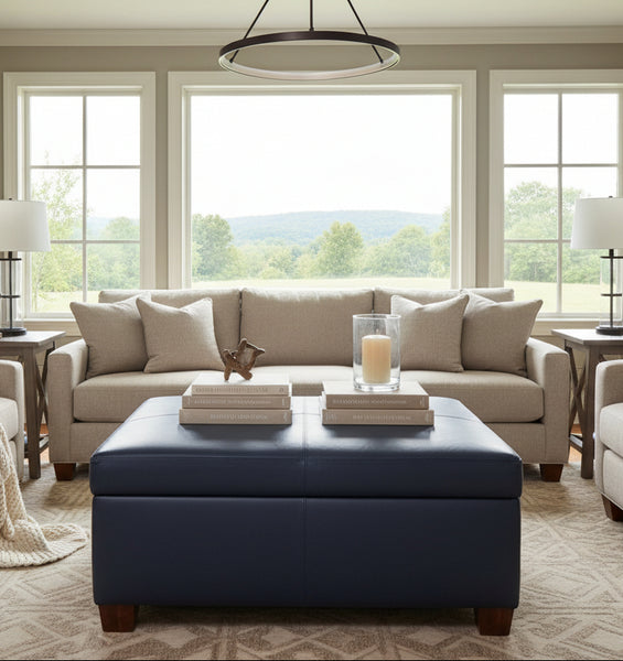 Gaines STORAGE 36", 40", 44", Or 48" Inch Square Leather Ottoman (4 Sizes Available)