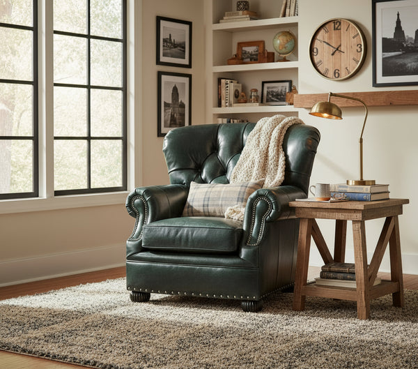 Gleason Large Tufted Leather Club Chair