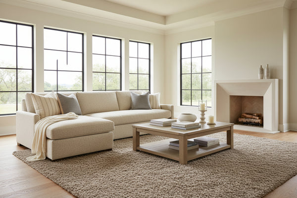 Grady "Quick Ship" Two Piece Bench Seat Modern Pillow Back Sectional -Version 2