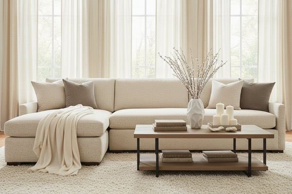 Grady "Quick Ship" Two Piece Bench Seat Modern Pillow Back Sectional -Version 2