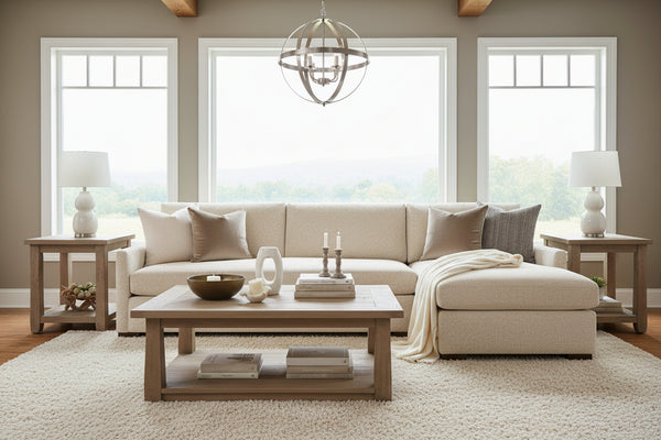 Grady "Quick Ship" Two Piece Bench Seat Modern Pillow Back Sectional -Version 1