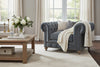 Image of Armstrong Raw Blue "Quick Ship" Tufted Fabric Club Chair
