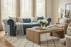 Image of Armstrong Raw Blue 96 Inch Chesterfield "Quick Ship" Sofa