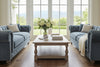 Image of Armstrong Raw Blue 96 Inch Chesterfield "Quick Ship" Sofa