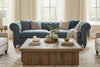 Image of Armstrong Raw Blue 96 Inch Chesterfield "Quick Ship" Sofa