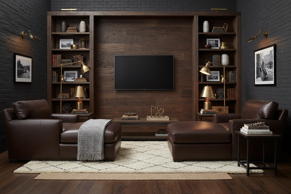 Harrison Grand Scale Leather Two Arm Chaise Lounge