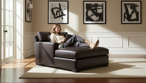 Harrison Leather Chaise Lounge (Photo For Style Only)