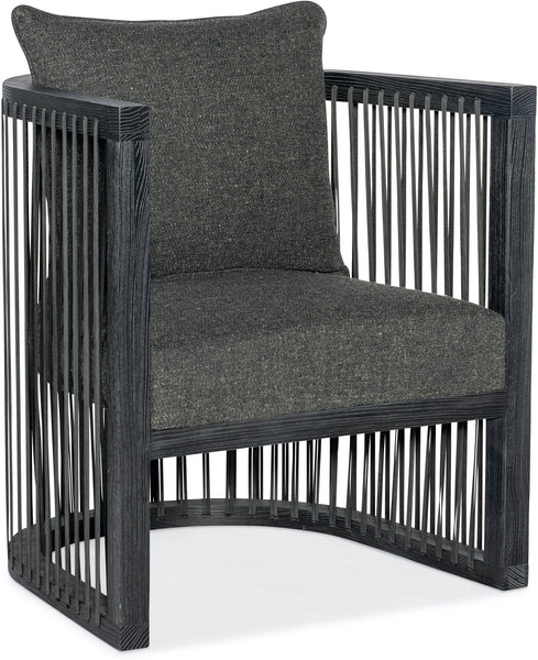 Hudson Kohl Fabric Accent Chair With Decorative Leather Strapping And Charcoal Black Frame