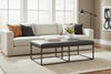 Image of Izzy Rectangular "Quick Ship" Leather Upholstered Coffee Table Ottoman With Metal Base