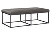 Image of Izzy Rectangular "Quick Ship" Leather Upholstered Coffee Table Ottoman With Metal Base