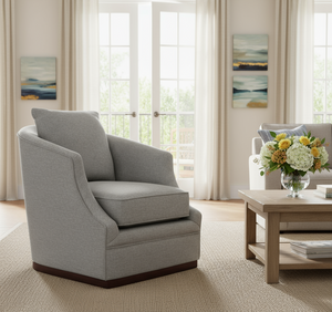 Jane Swivel Upholstered Accent Chair With Wooden Base