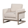 Image of Conley "Quick Ship" Cream Fabric Accent Chair With Decorative Wood Base