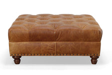 Lucas STORAGE Tufted 36", 40", 44", Or 48" Inch Square Leather Ottoman (4 Sizes Available)