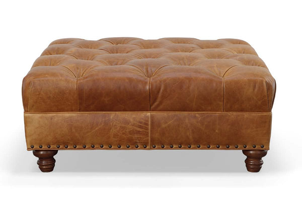Square Leather Ottoman