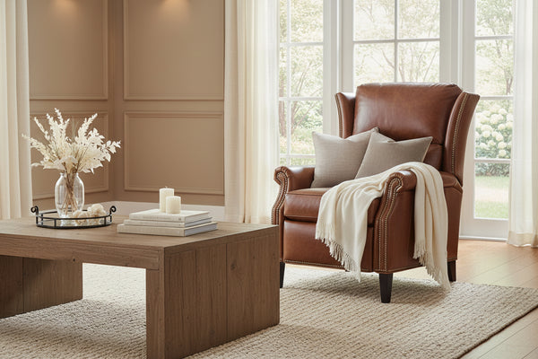 Luke Tall Wing Back Leather Recliner