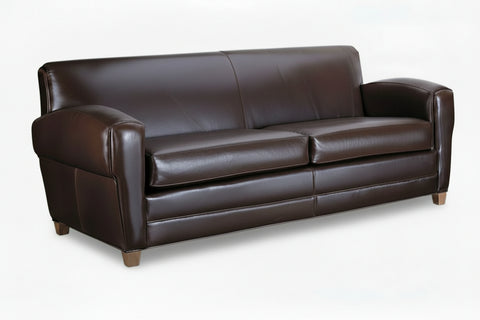Madison 82 Inch Parisian Art Deco Two Seat Leather Sofa